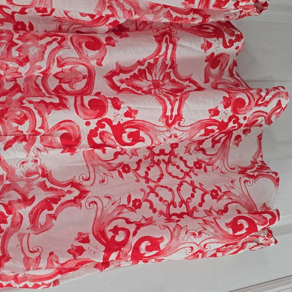 NWT GiGiO USA Vibrant Print Red Oversized Button Front Shirt Size Large - Picture 12 of 16